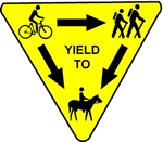 Bicyclists yield to pedestrians and equestrians, Runners and hikers yield to equestrians